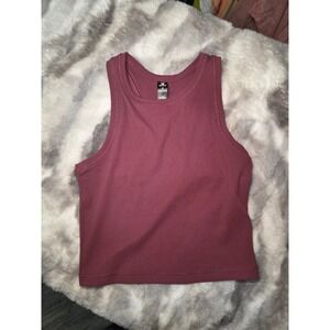 90 Degree by Reflex Womens Ribbed Racerback Tank Top Mauve Purple Size Small